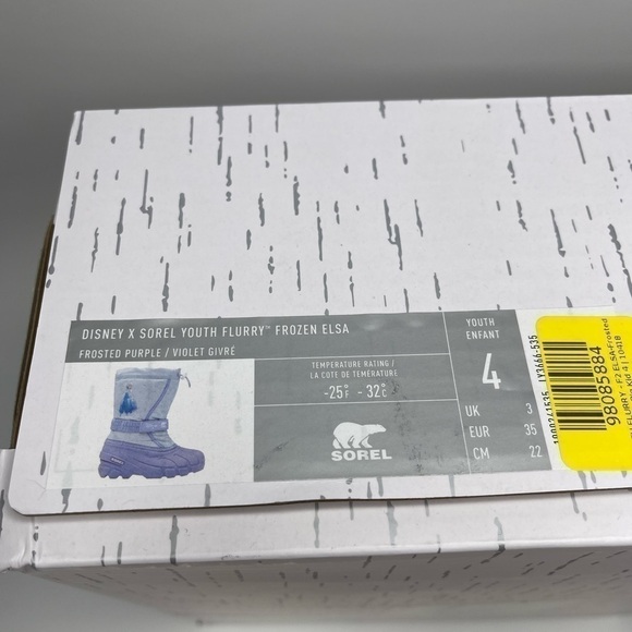 NEW Disney X Sorel Youth Frosted Purple Flurry Frozen Elsa Snow Boots US 4 - Picture 7 of 7